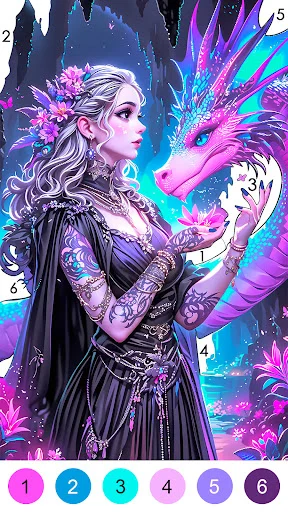 Gameplay screenshot 3 from Fantasy Color-Paint By Number - Board game